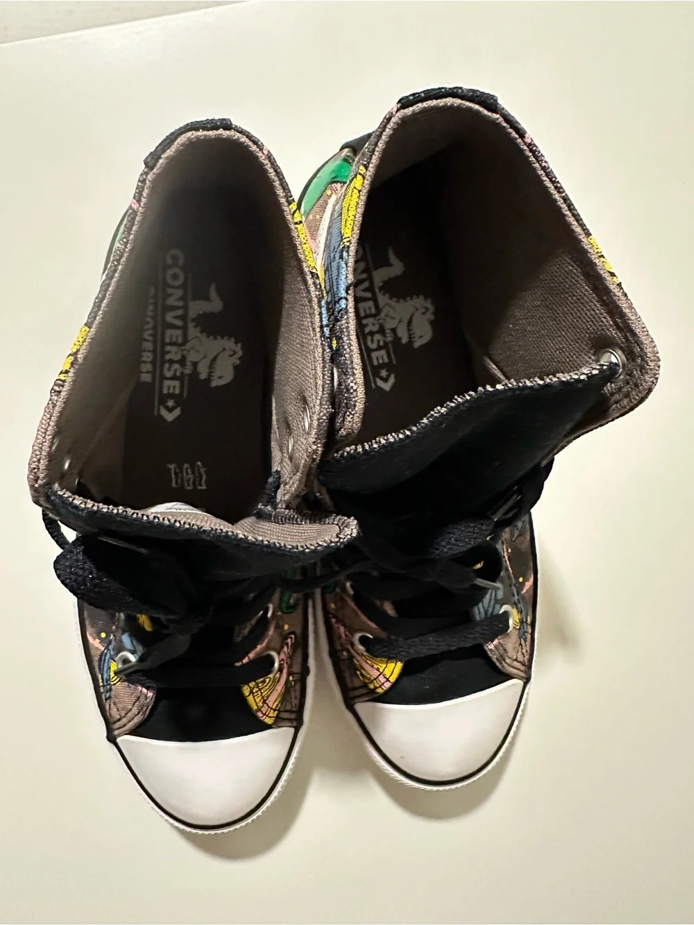 Converse Kids' High-Top Sneakers Green Dino Graphic with Black Accents